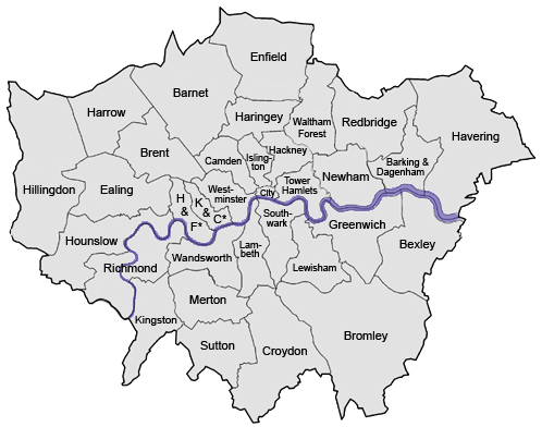 Plan des boroughs de Londres