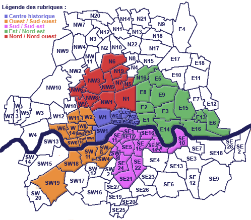 Plan des quartiers de Londres